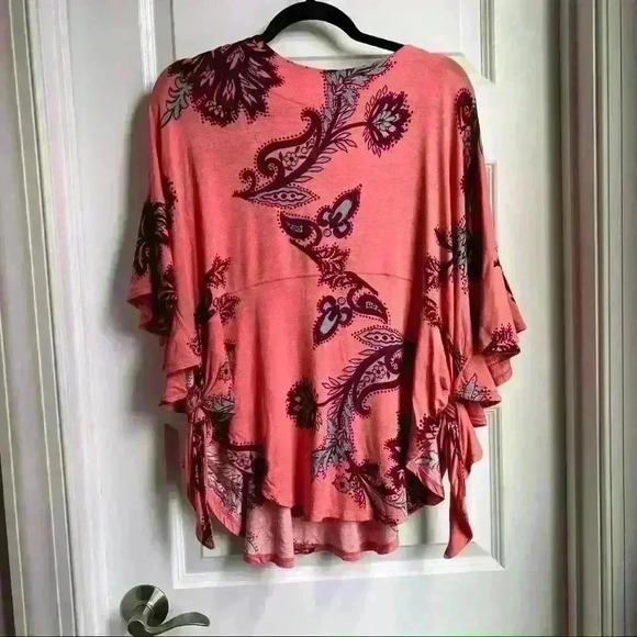 Free People Paisley Poncho Style Top Size S Small - Picture 2 of 5